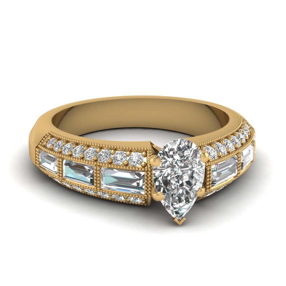 Vintage Pear Diamond Engagement Rings