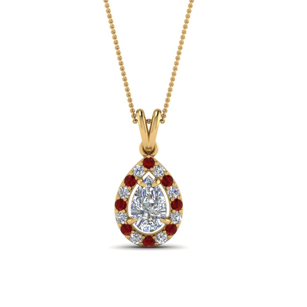 Pear Diamond Ruby Fancy Pendant