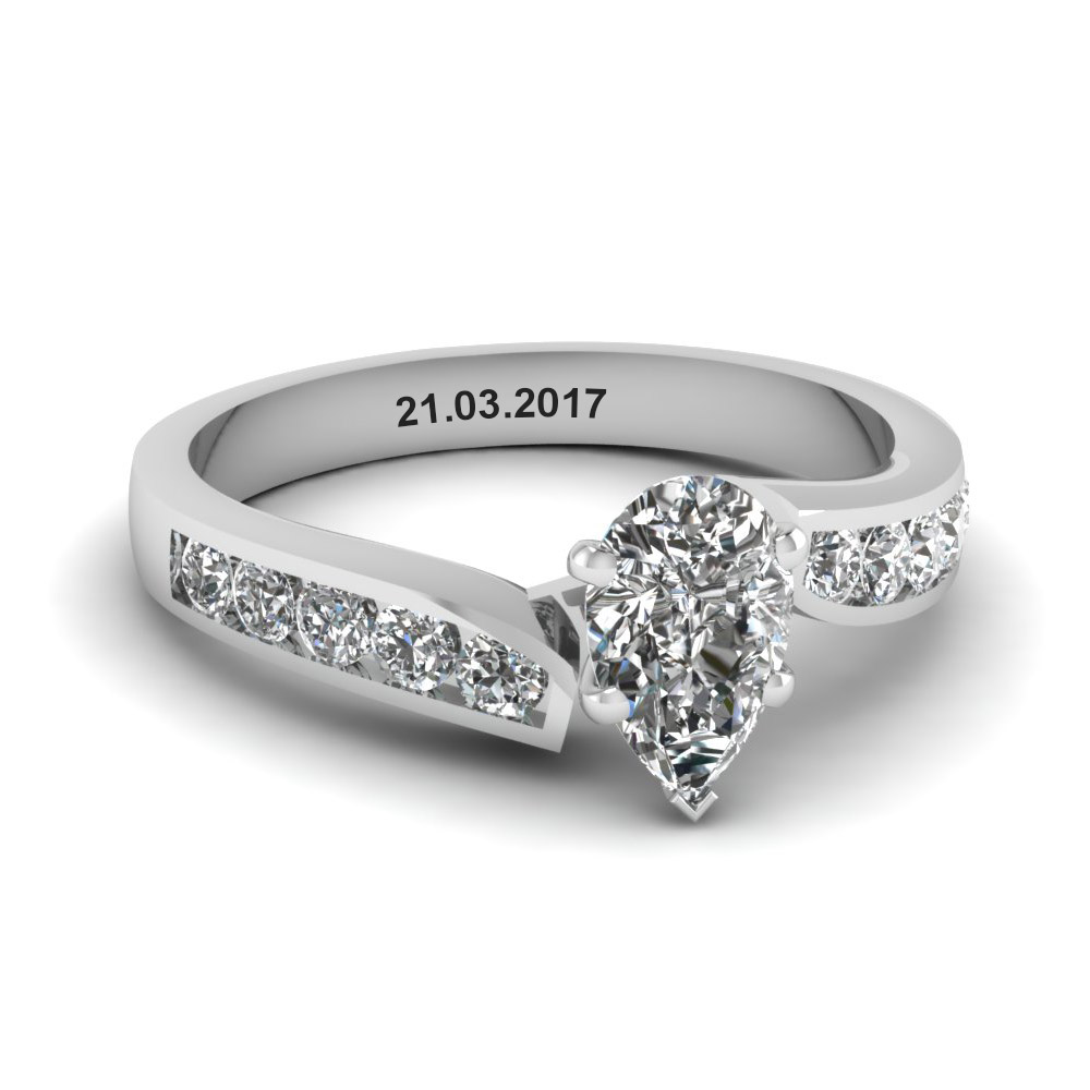 Unique Swirl Pear Diamond Engagement Ring