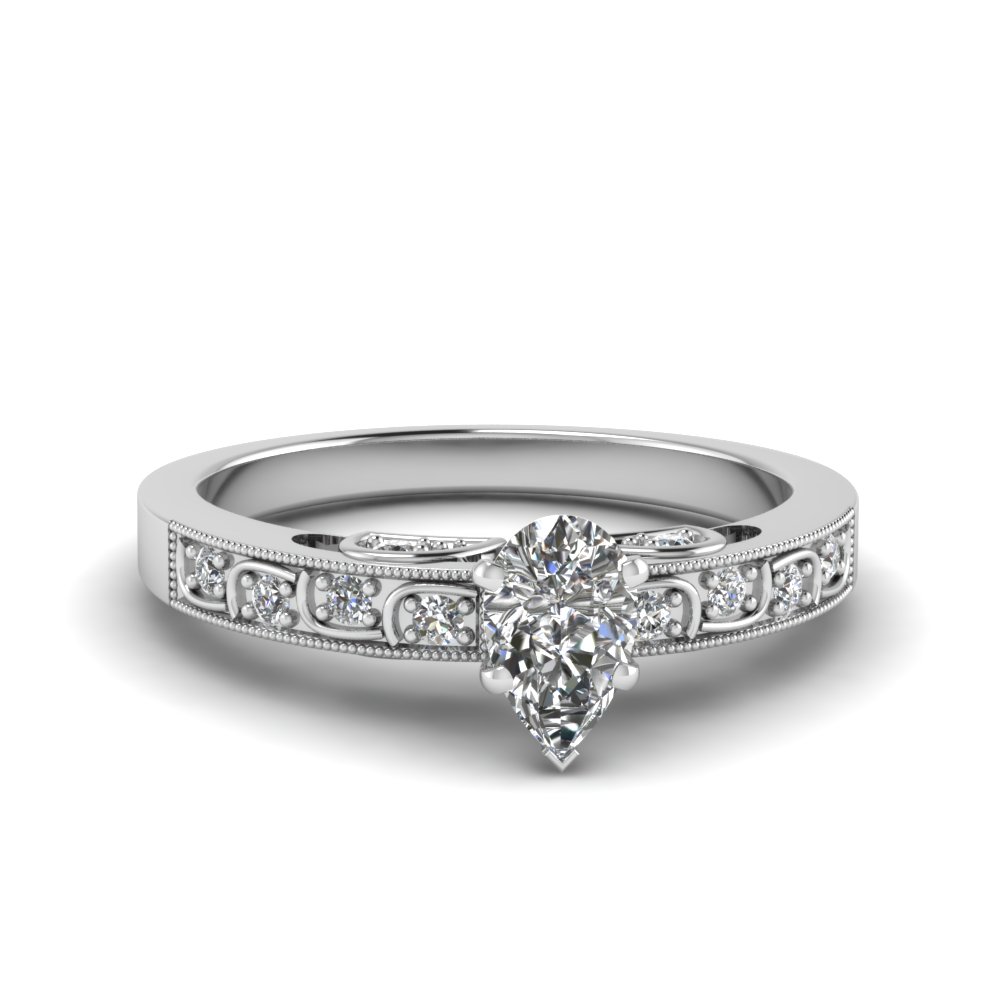 Pear Shaped Vintage Style Pave Diamond Ring