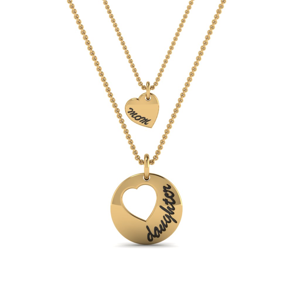 personalized necklace for mother and daughter in 18K yellow gold FDPD8697MDANGLE2 NL YG