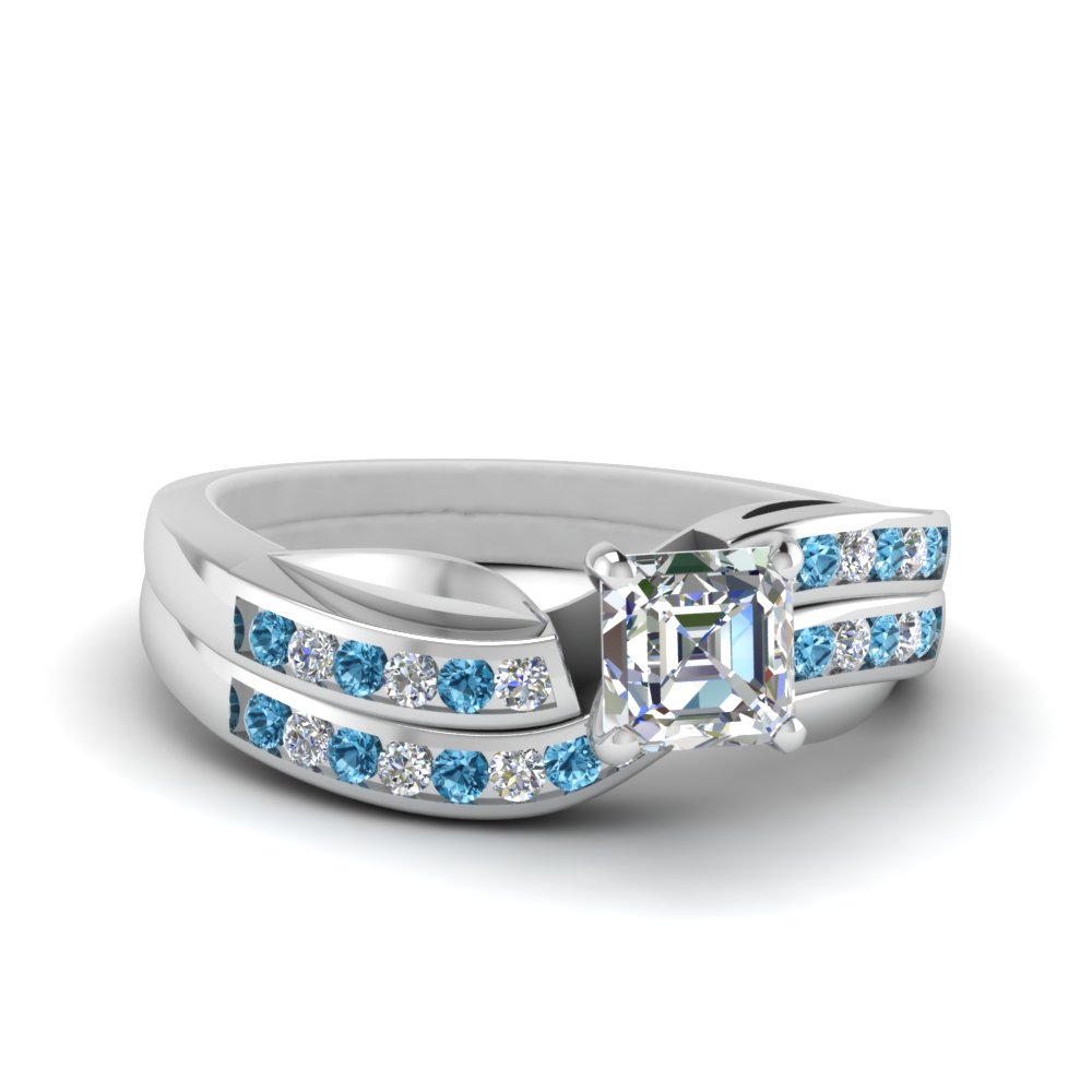 Petal Channel Set Cher Diamond Wedding Ring With Blue Topaz Petal Channel Set Cher Diamond Wedding Ring With Blue Topaz In Fdens3083asgicblto Nl Wg