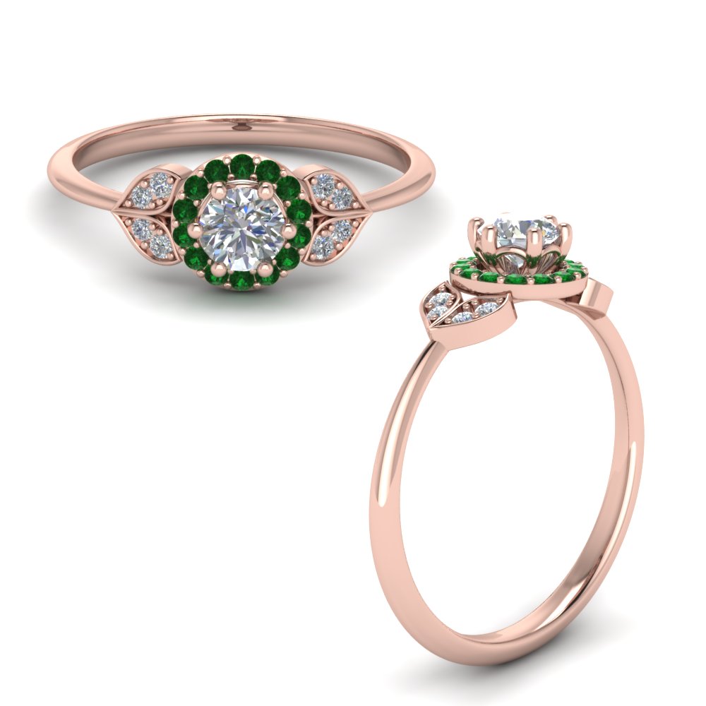 Round Cut Emerald Petite Rings