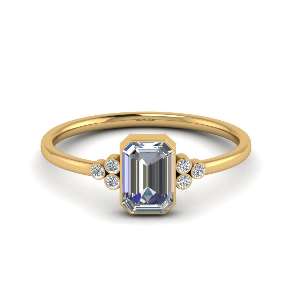 Emerald Cut Bezel Diamond Ring