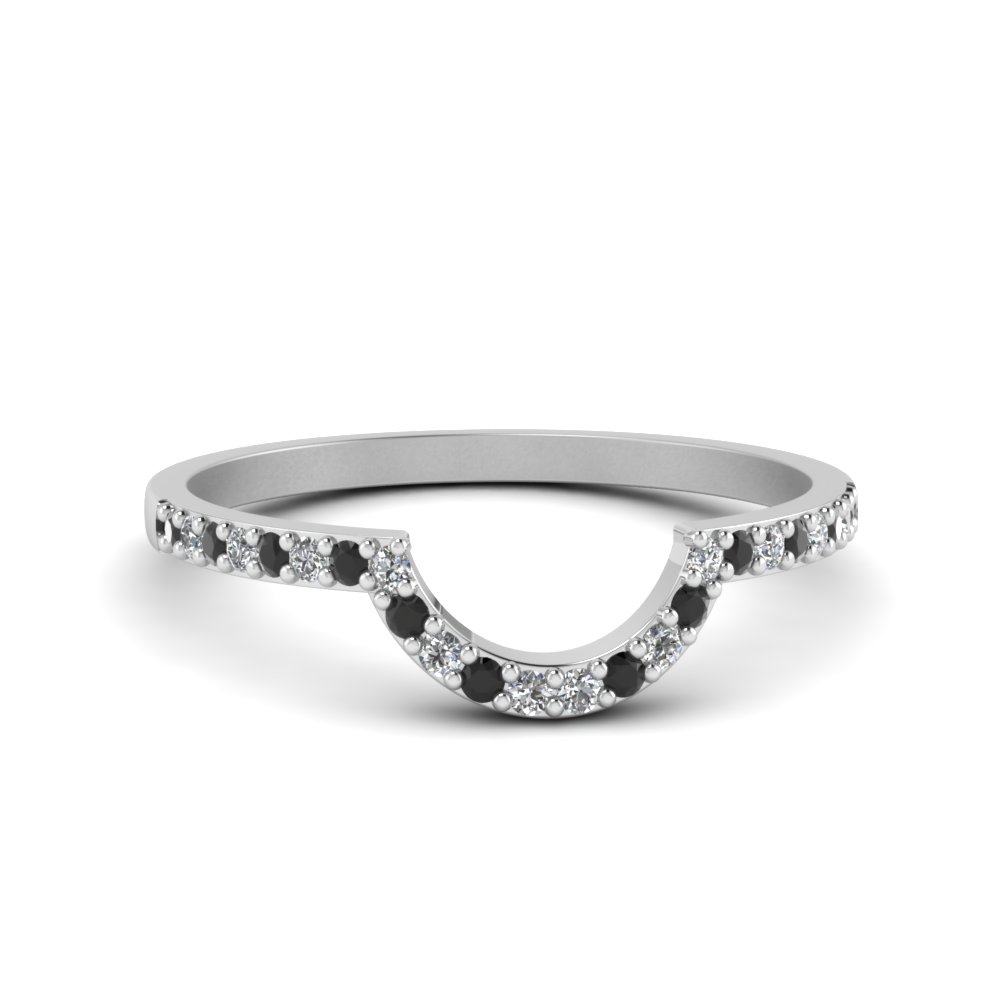 Pee Curved Diamond Wedding Band With Black In 14k White Pee Curved Diamond Wedding Band With Black In Fdens3025bgblack Nl Wg