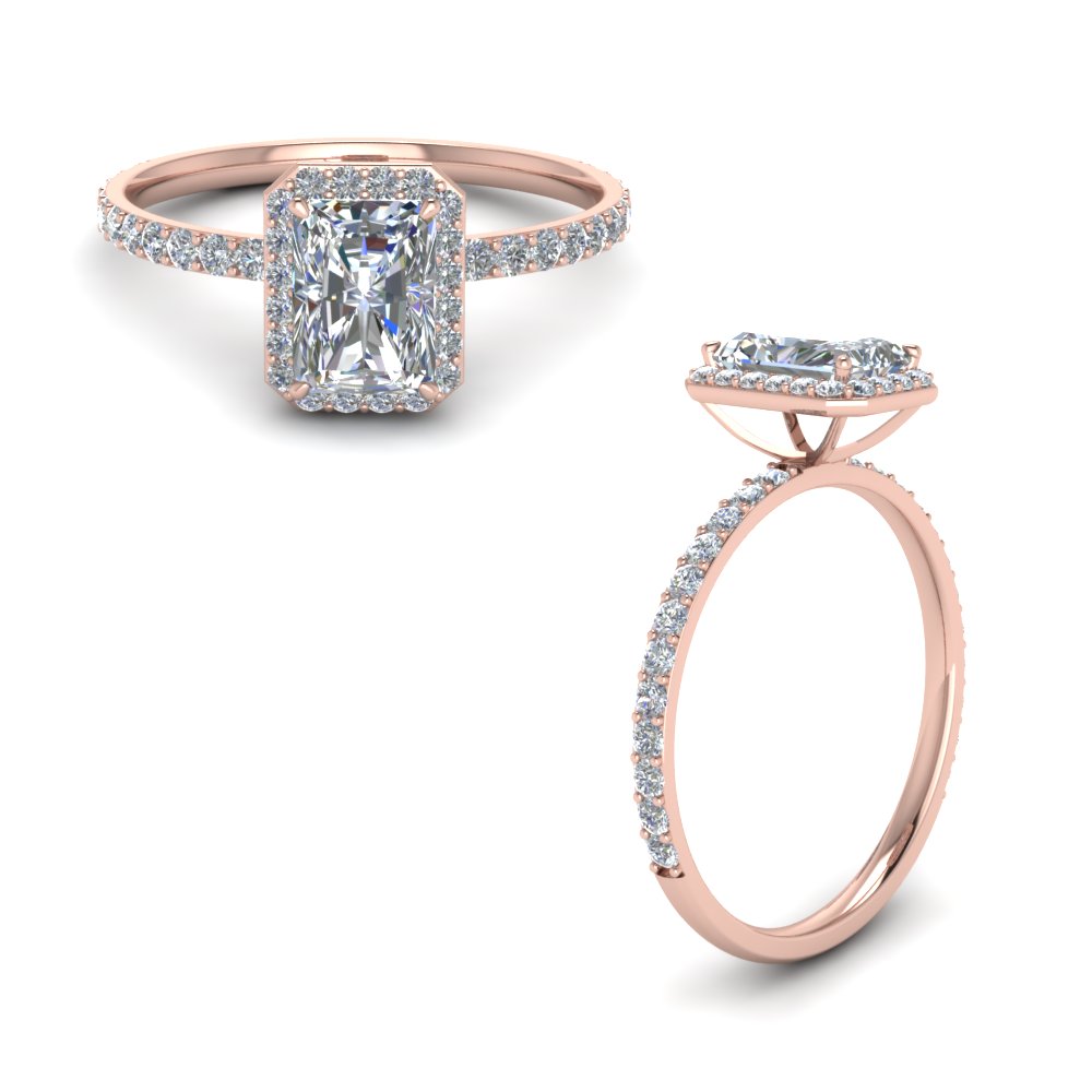 petite halo radiant diamond engagement ring for women in FD8502RARANGLE1 NL RG
