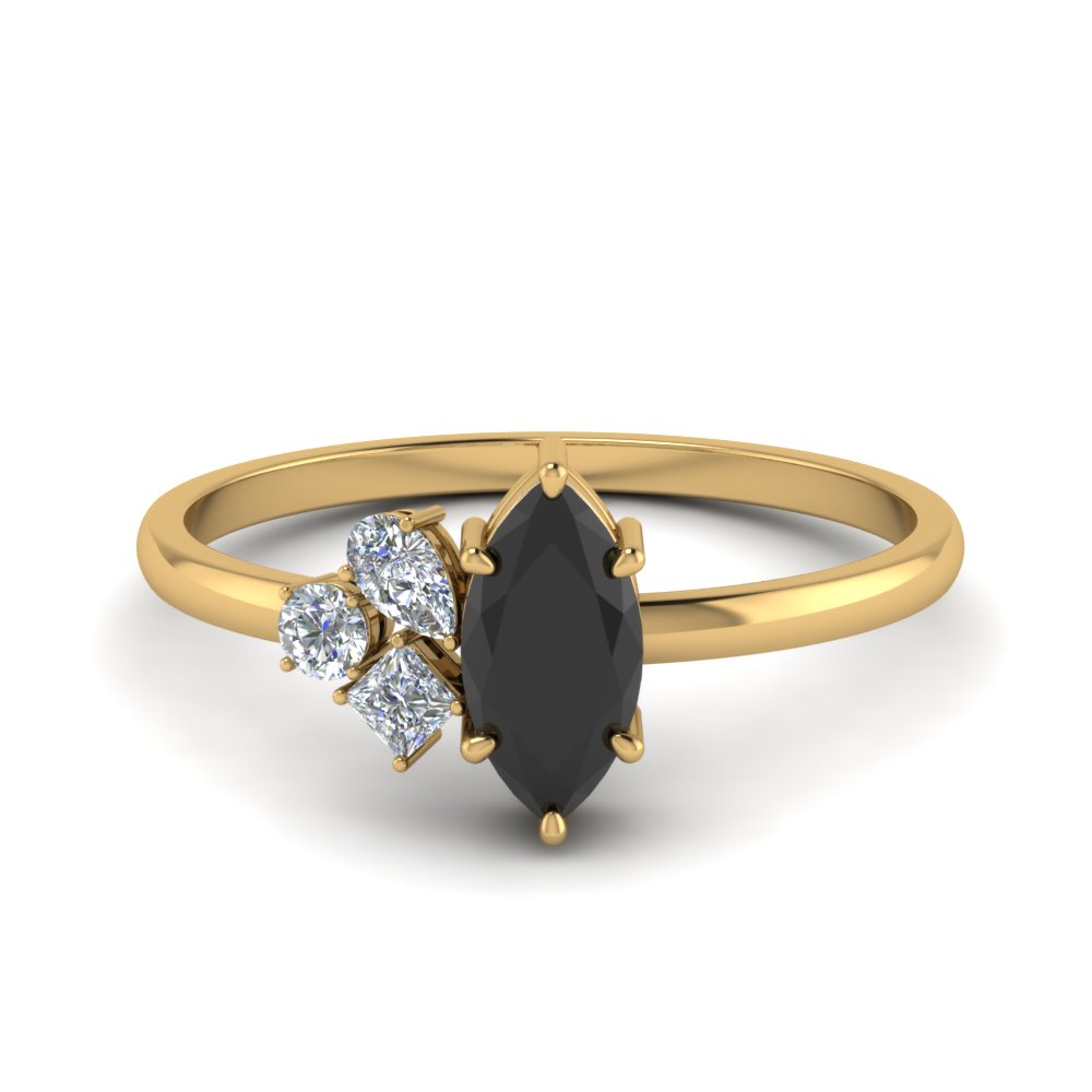 petite non traditional diamond wedding ring with onyx in FD9029MQGONYX NL YG