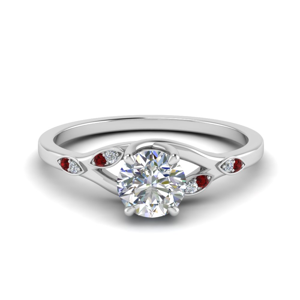 nature inspired diamond engagement ring with ruby in FD8603RORGRUDR NL WG