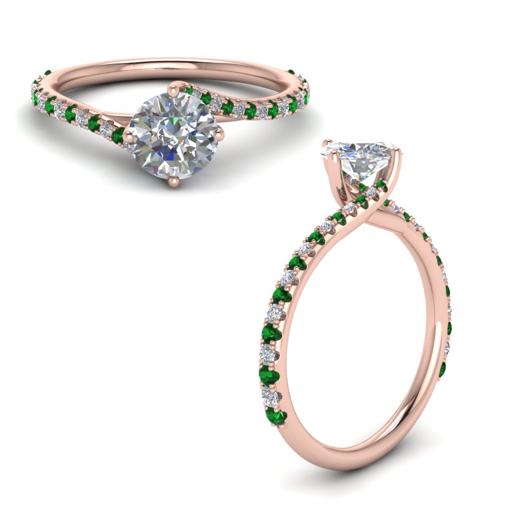 Petite Swirl Emerald Engagement Ring