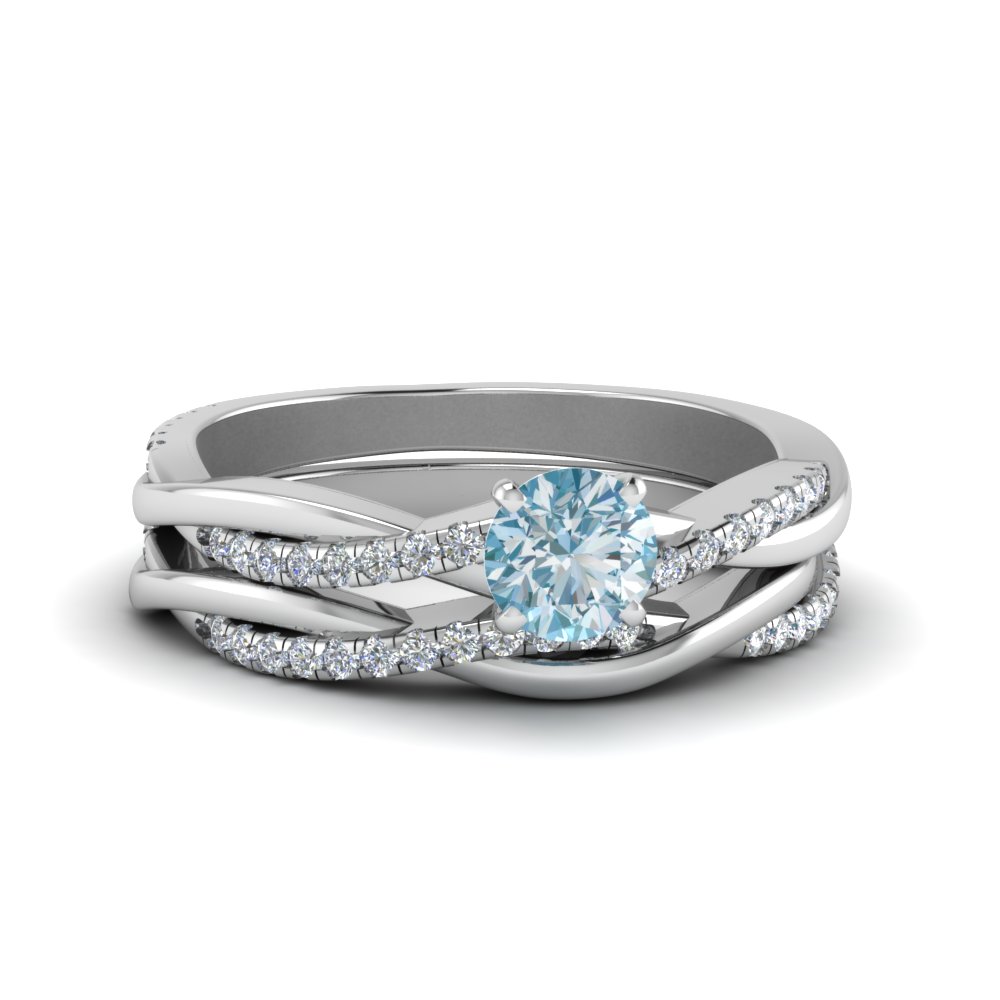 Aquamarine Twisted Wedding Set