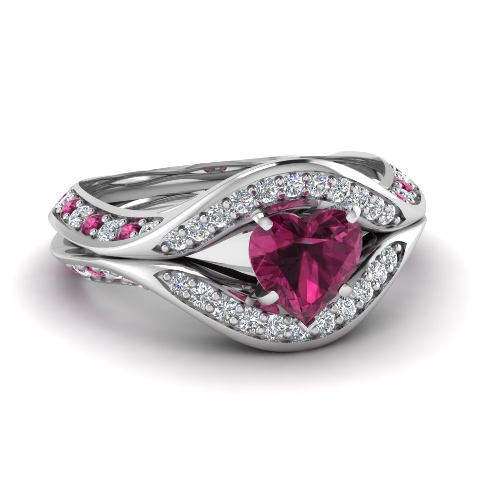 Heart Pink Sapphire Engagement Ring