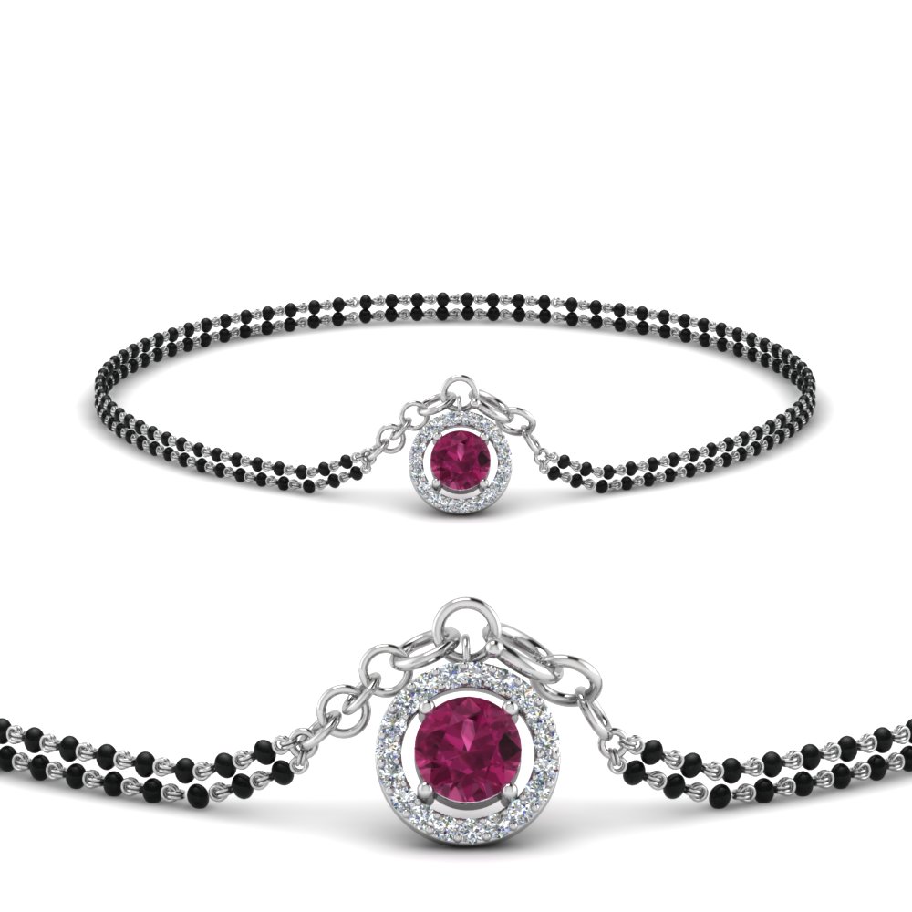 Pink Sapphire Drop Mangalsutra Bracelet