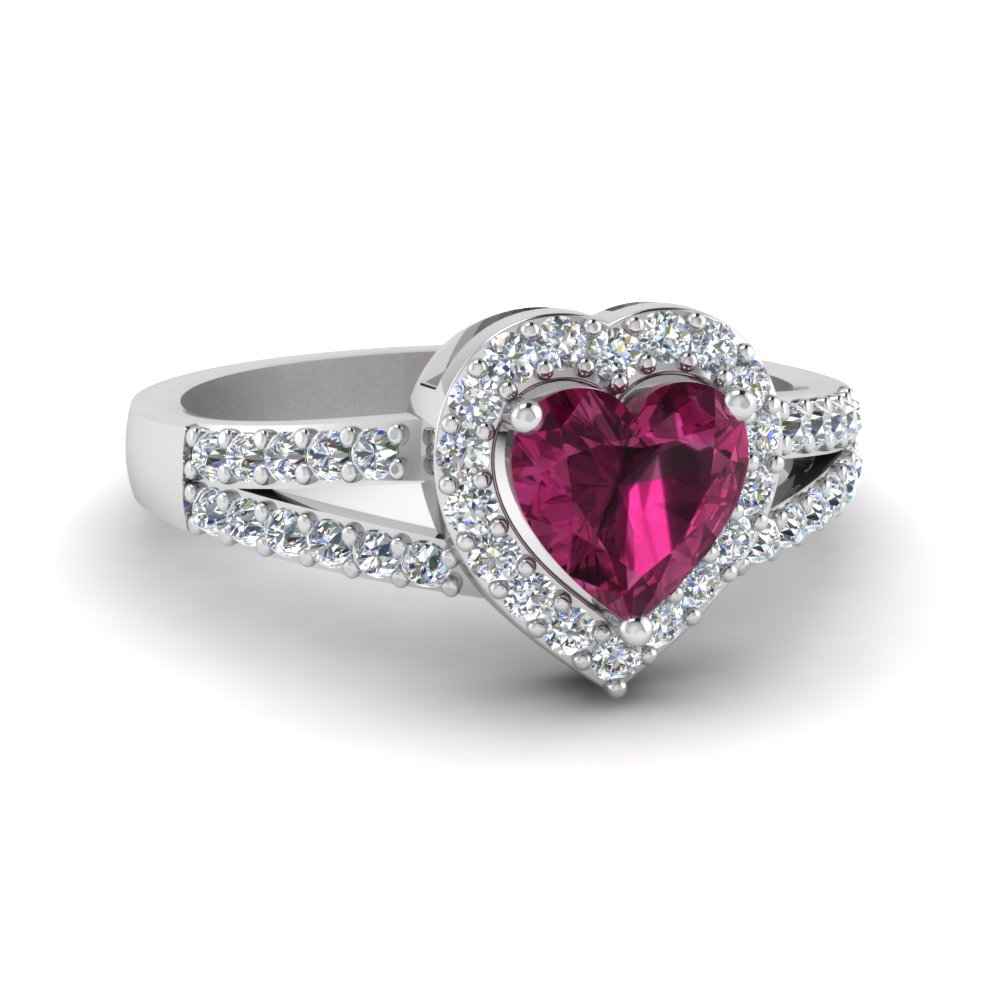 pink sapphire heart ring white gold