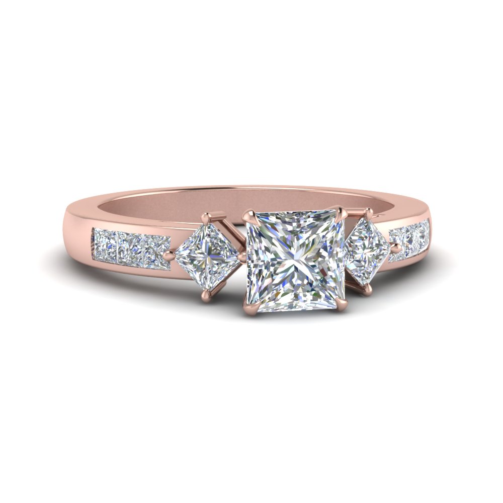  Princess  Cut  2  Carat  Engagement  Ring  In 14K Rose Gold 