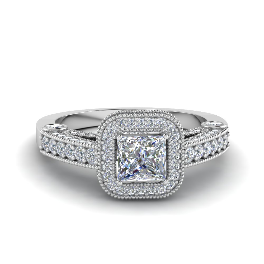 Princess Cut Halo Diamond Ring