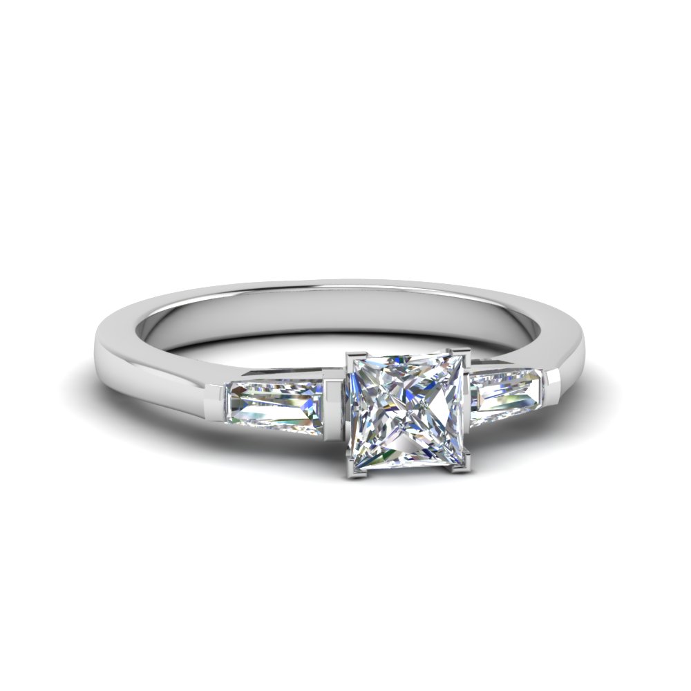 3 Stone Engagement Ring With Baguette