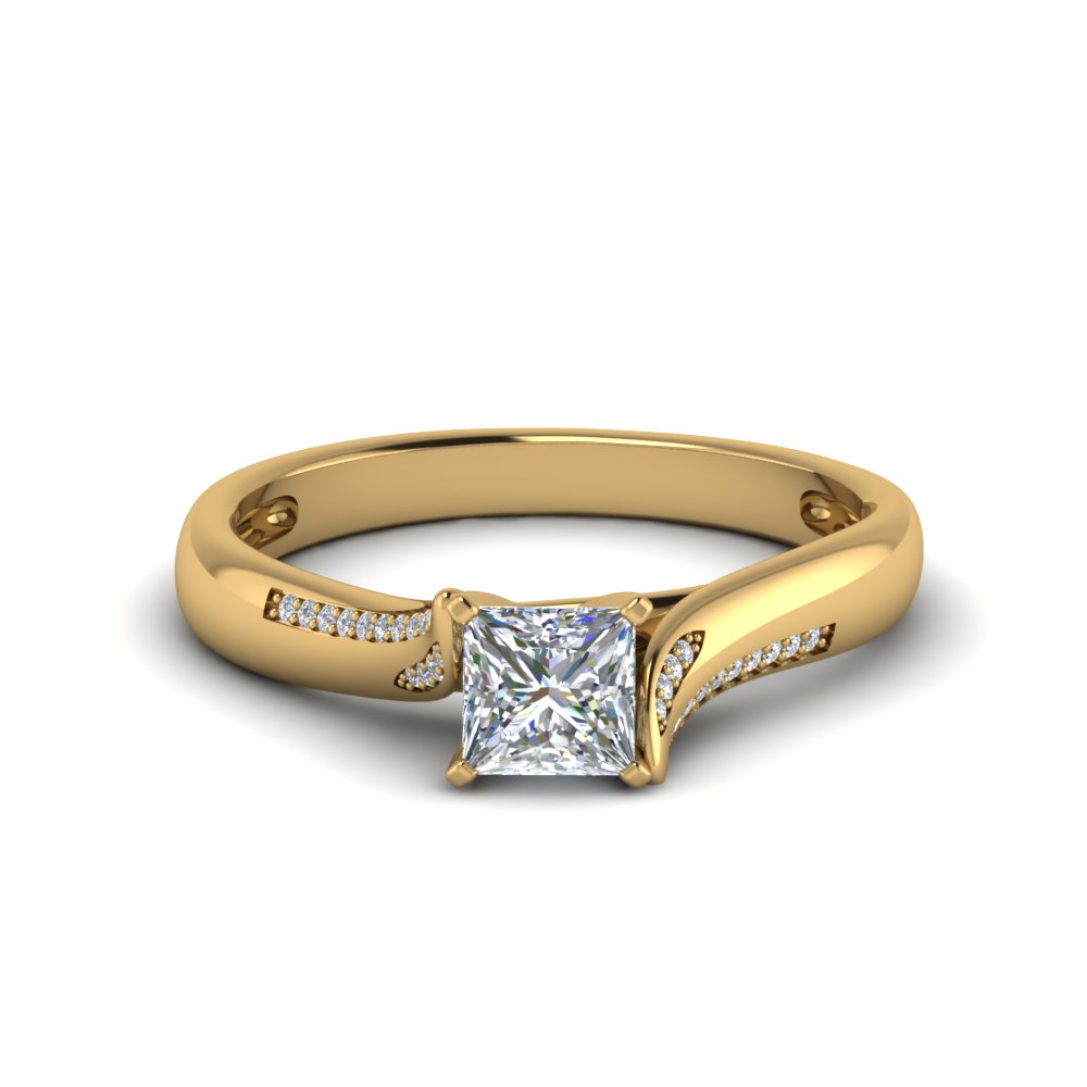 Gold Princess Cut Side Stone Rings