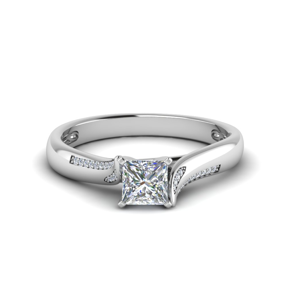 Channel Set Pear Diamond Side Stone Ring In 18k White Gold ...