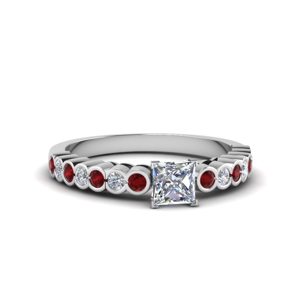 Triple Row Marquise Cut Wedding Set With Ruby In Rose Gold ...
