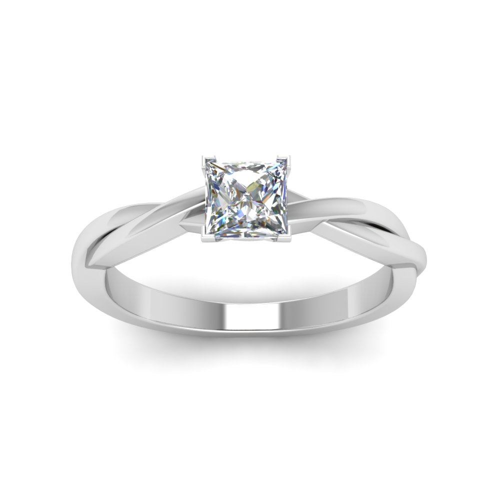 Princess Cut Braided Single Diamond Engagement Ring In 950 Platinum ...