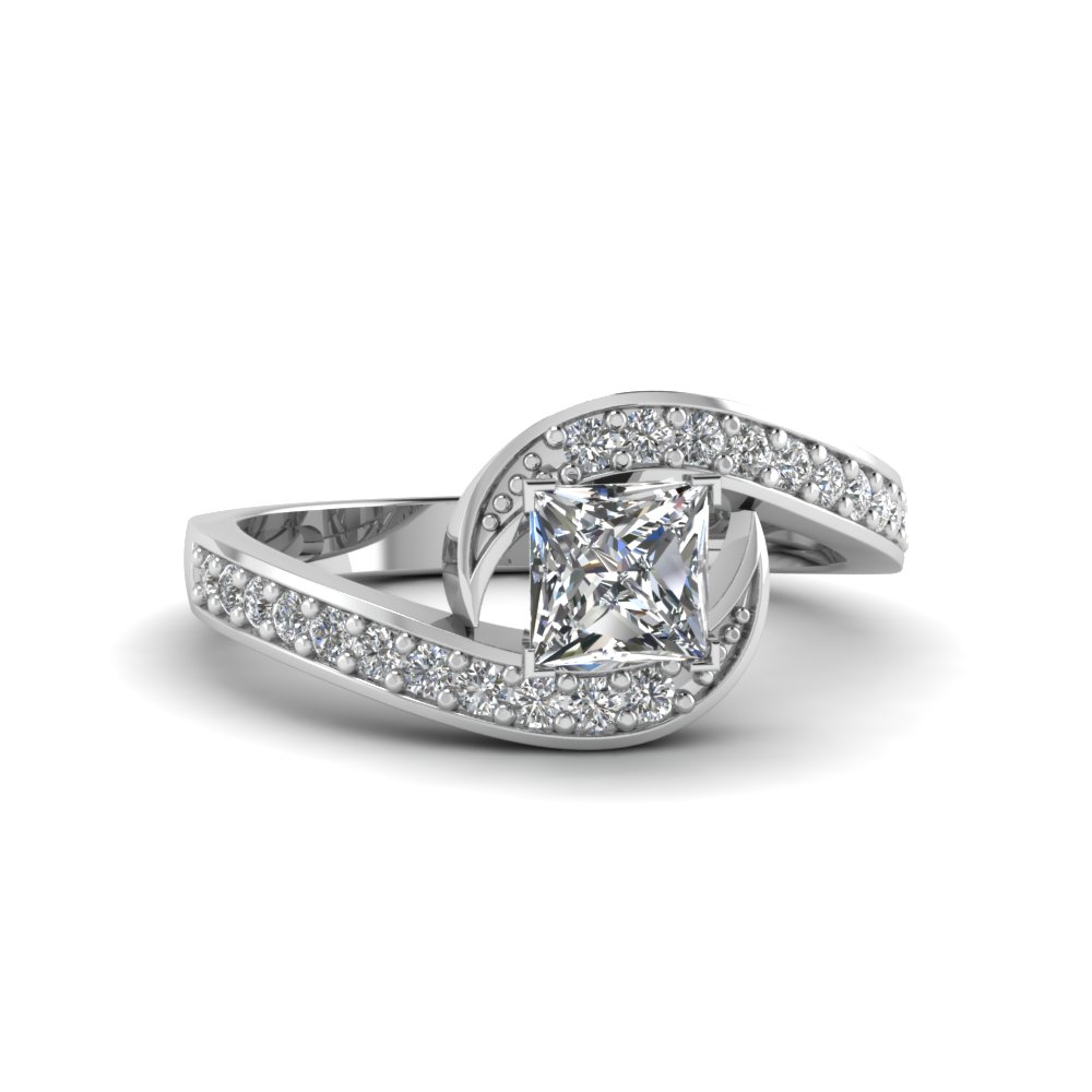 princess cut diamond bypass ring