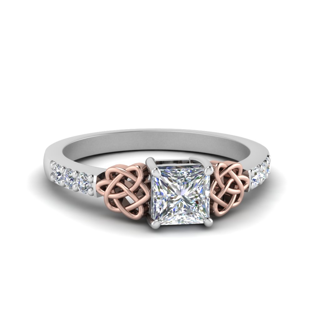2 Tone Celtic Diamond Wedding Rings