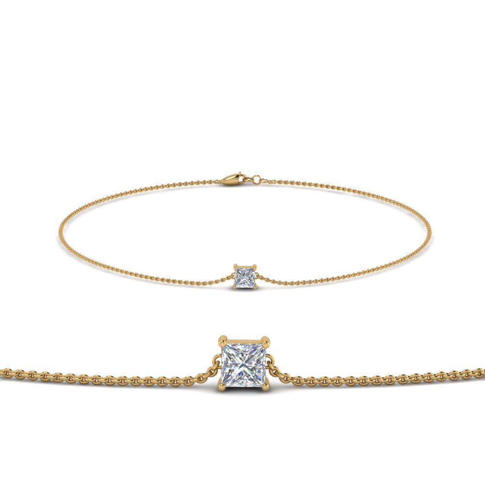 princess cut diamond chain bracelet in FDBRC8656PR NL YG