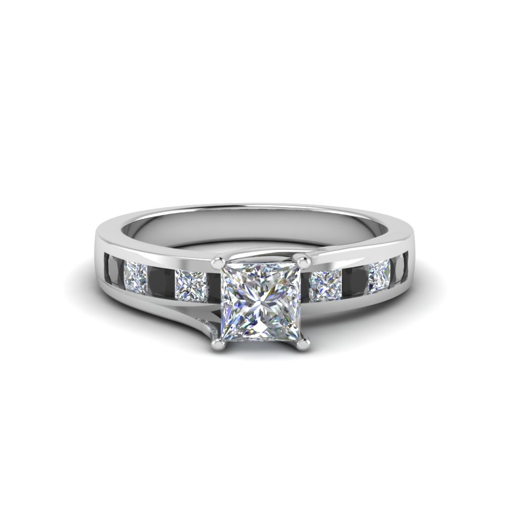 Channel Set Wedding Band With Black Diamond In White Gold | Fascinating ...