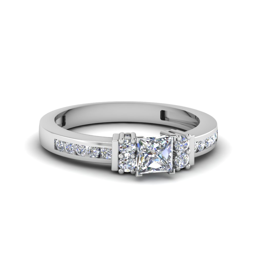 Princess Cut Diamond Engagement Ring Petite Style In 14K Rose Gold