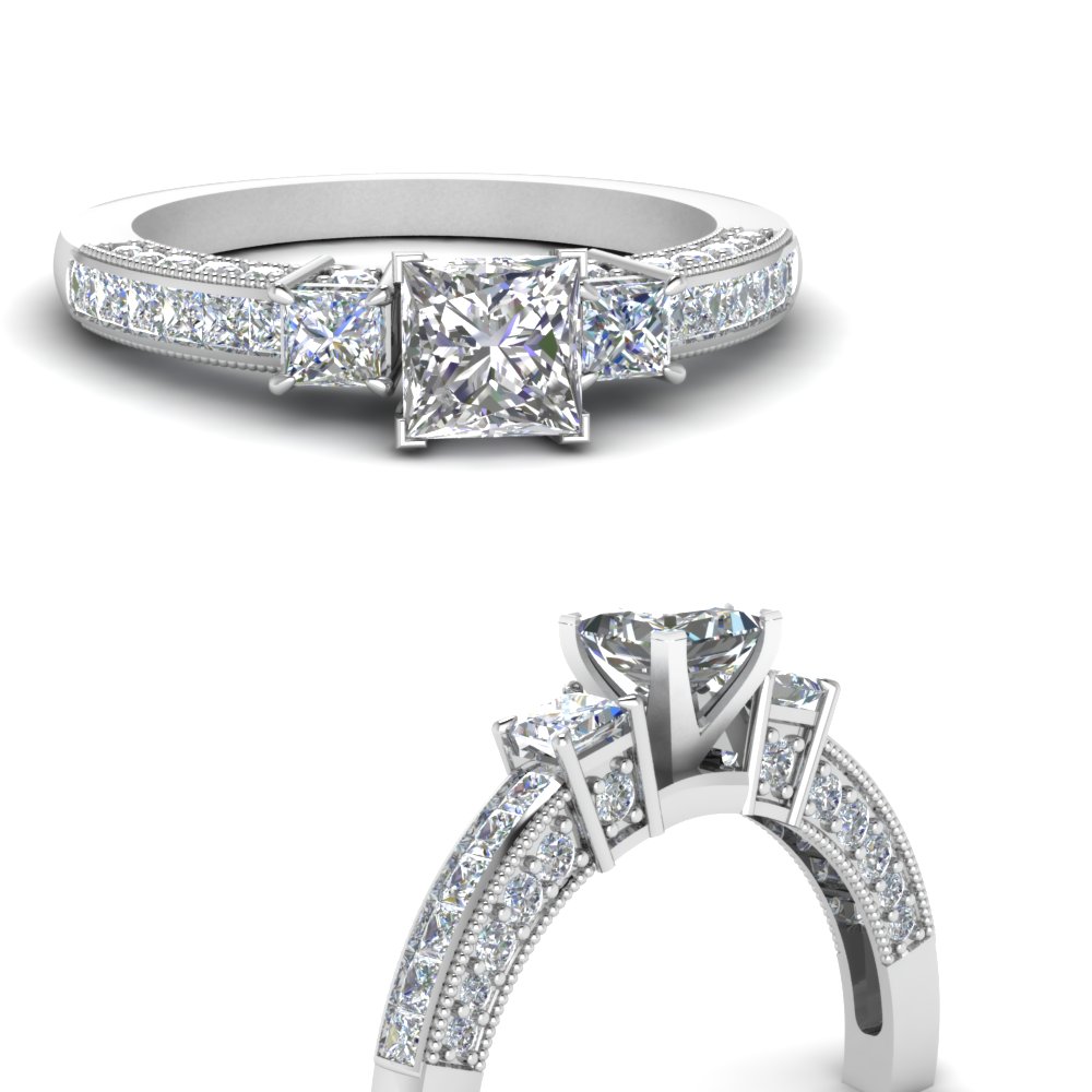 Diamond Channel Set Engagement Ring with Surprise Diamond Accent by MDC Diamonds | White