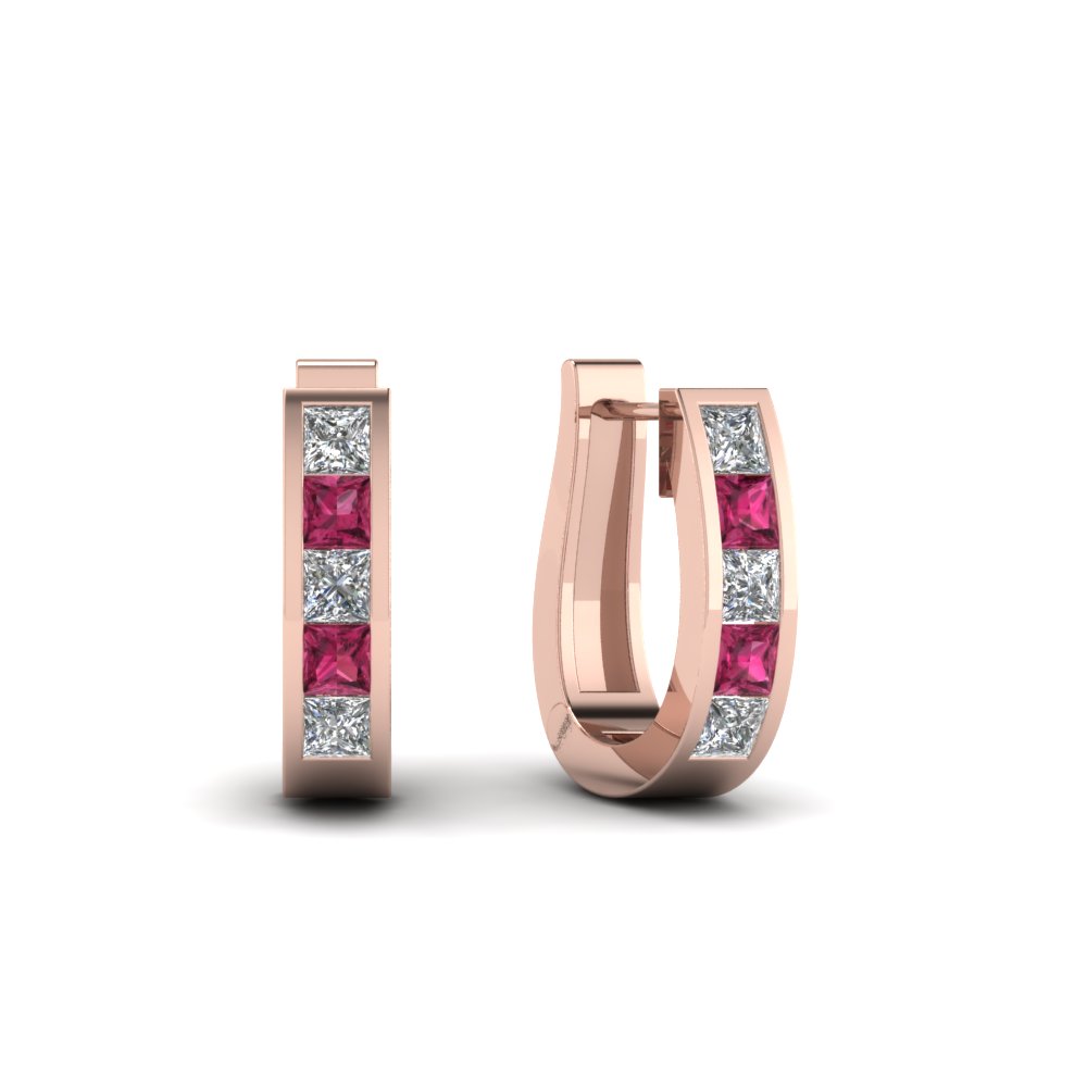 huggie-diamond-hoop-earring-with-pink-sapphire-in-FDEAR1018GSADRPI-RG