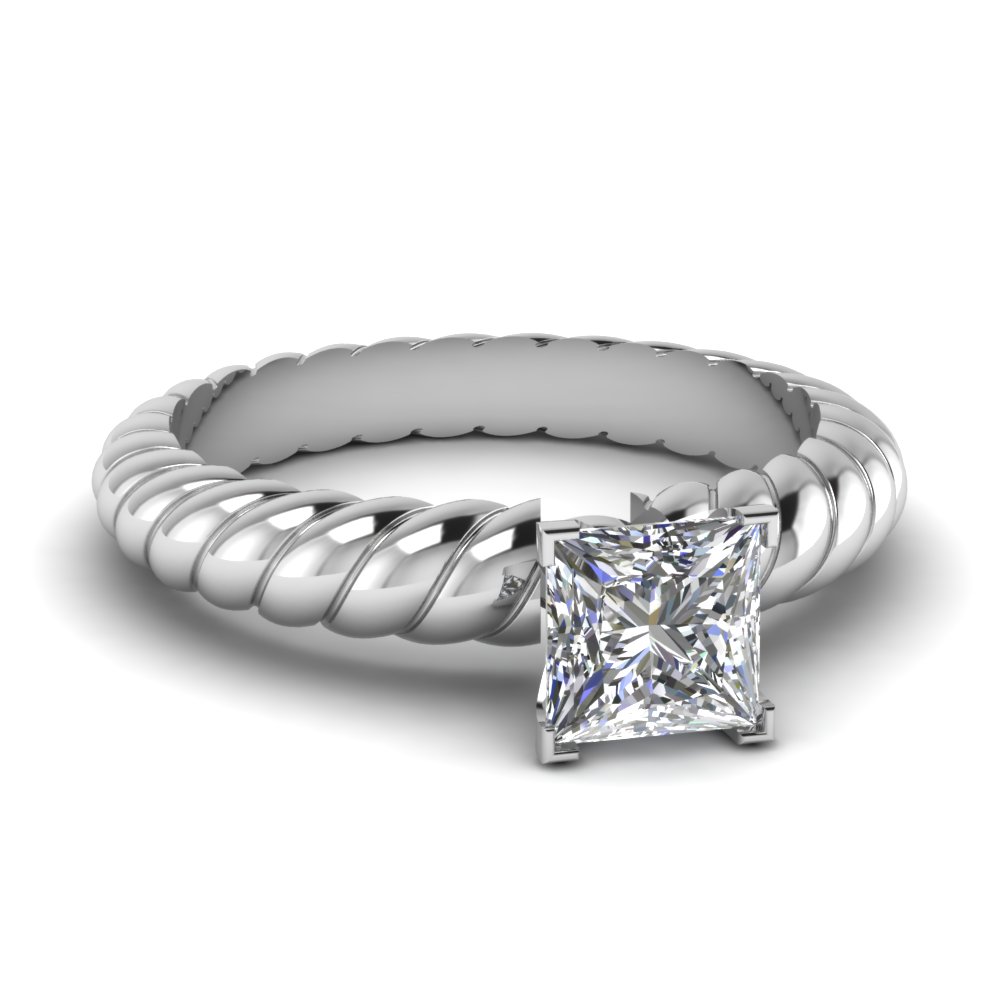White Gold Princess Cut Solitaire Rings