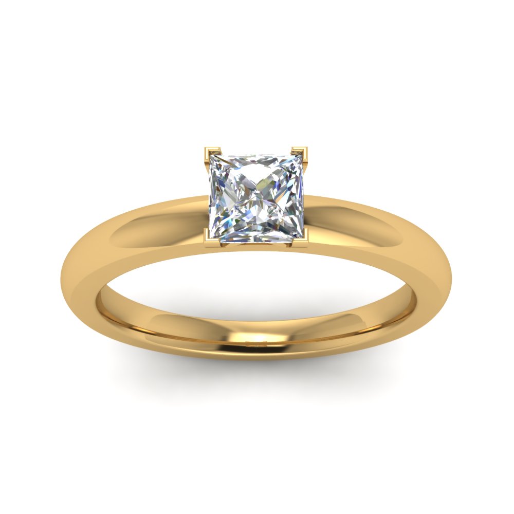 1 Carat Diamond Solitaire Princess Cut Ring In 14K Yellow Gold ...