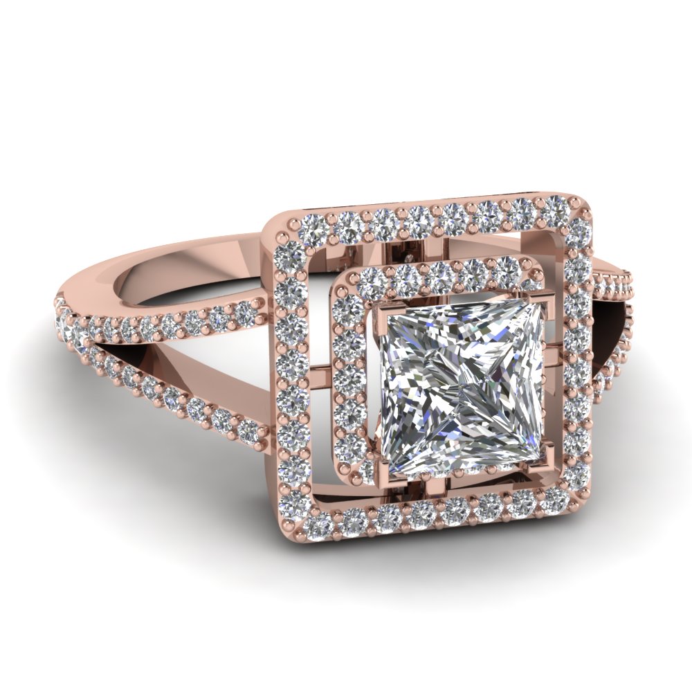 Princess Cut Diamond Engagement Ring In 18K Rose Gold ...