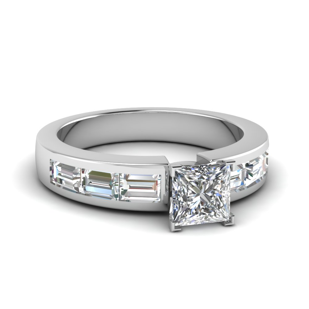 Emerald Cut Diamond Engagement Ring In 14K White Gold | Fascinating ...