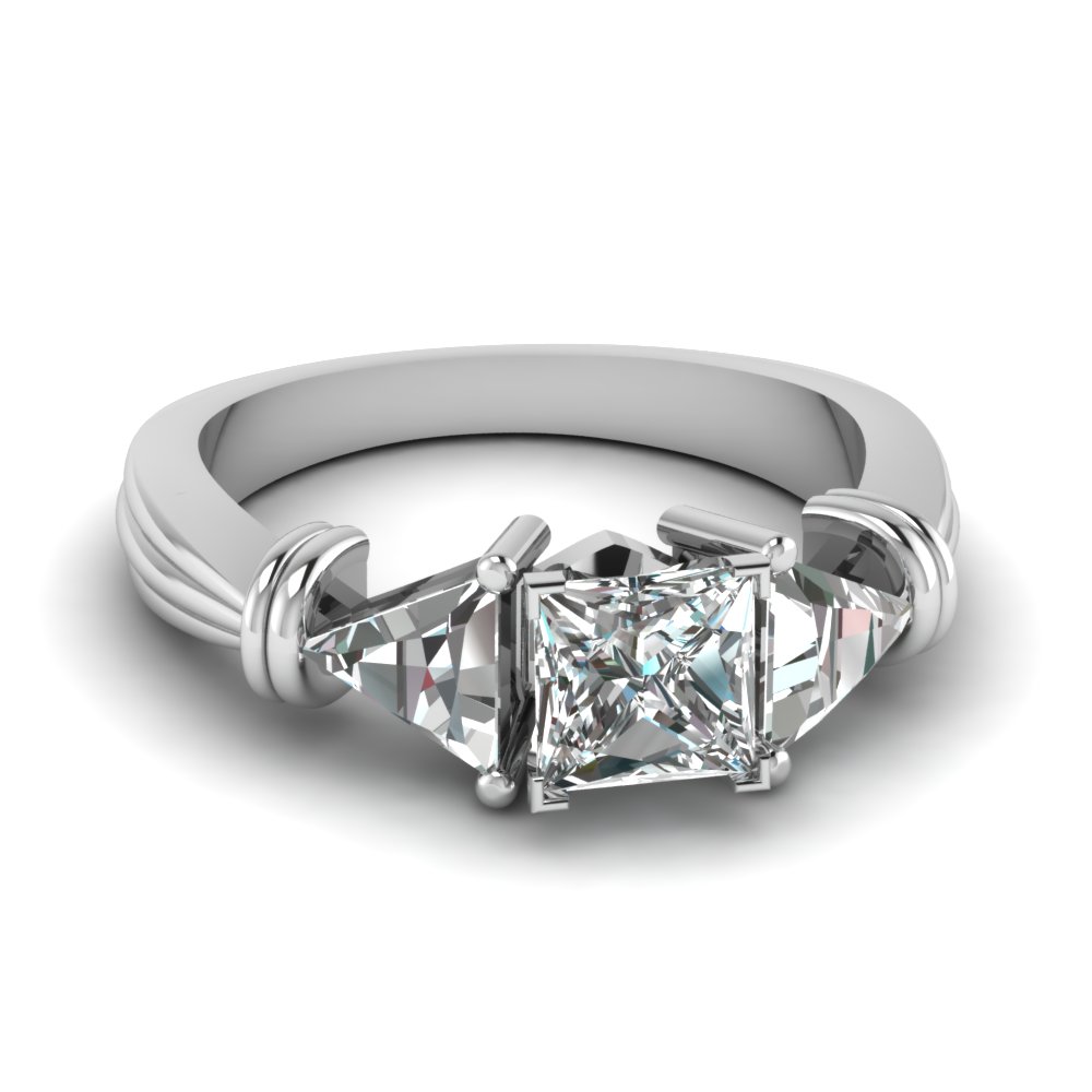 Customizable Gorgeous Platinum Diamond Engagement Ring with 2.21ct Princess  Cut For Sale at 1stDibs | princess cut with trillion side stones, princess  cut diamond ring with trillion side stones, princess cut diamond