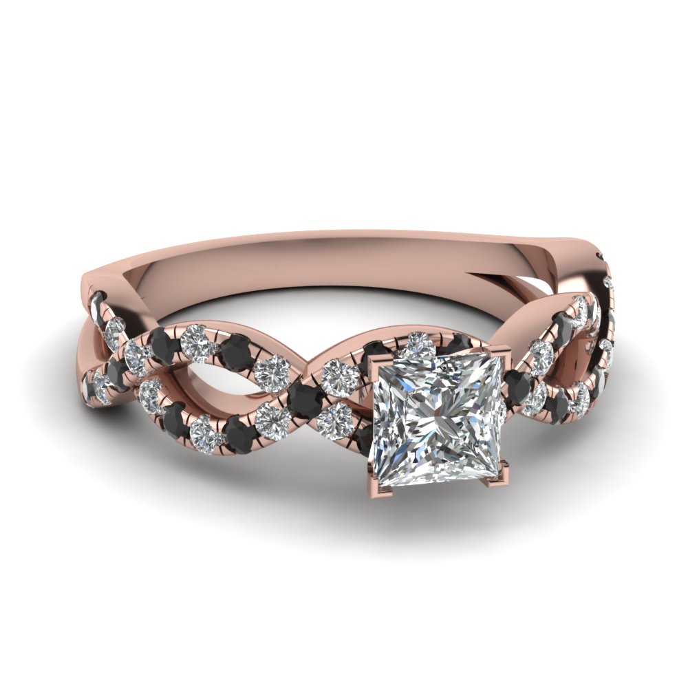 14K Rose Gold Black Diamond Engagement Ring