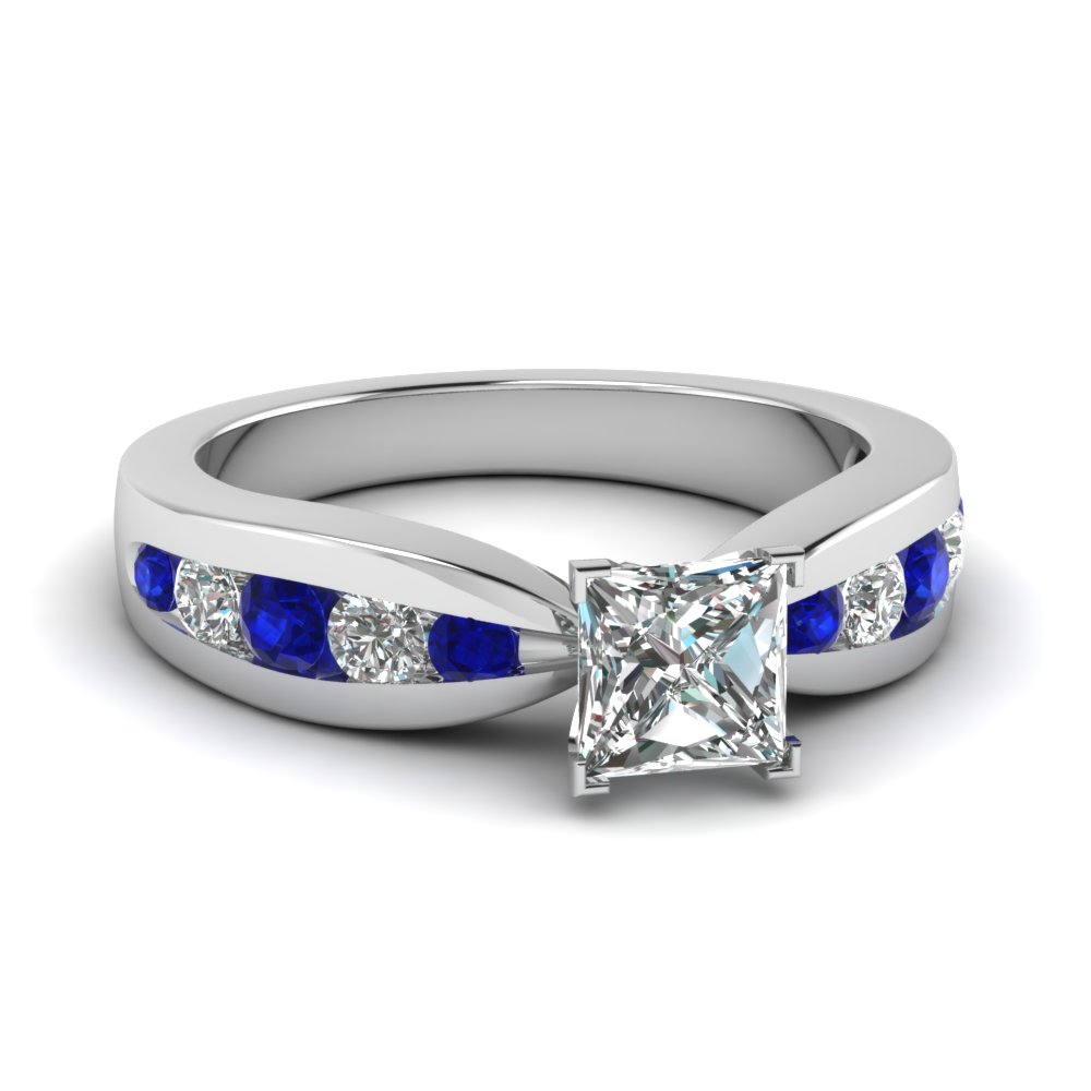 channel set sapphire and diamond ring