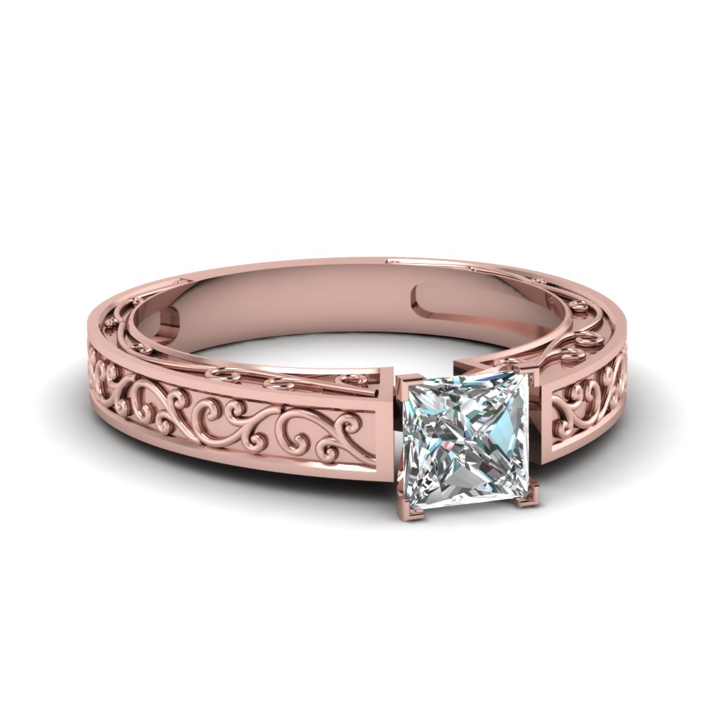 Filigree Engraved Solitaire Ring