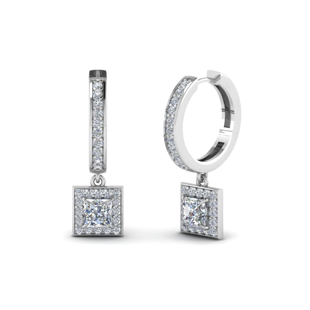 princess cut diamond hoops earrings in 14K white gold FDEAR1185PR NL WG