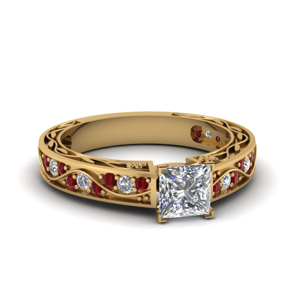 14k Yellow Gold  Princess Cut Engagement  Rings  Online 