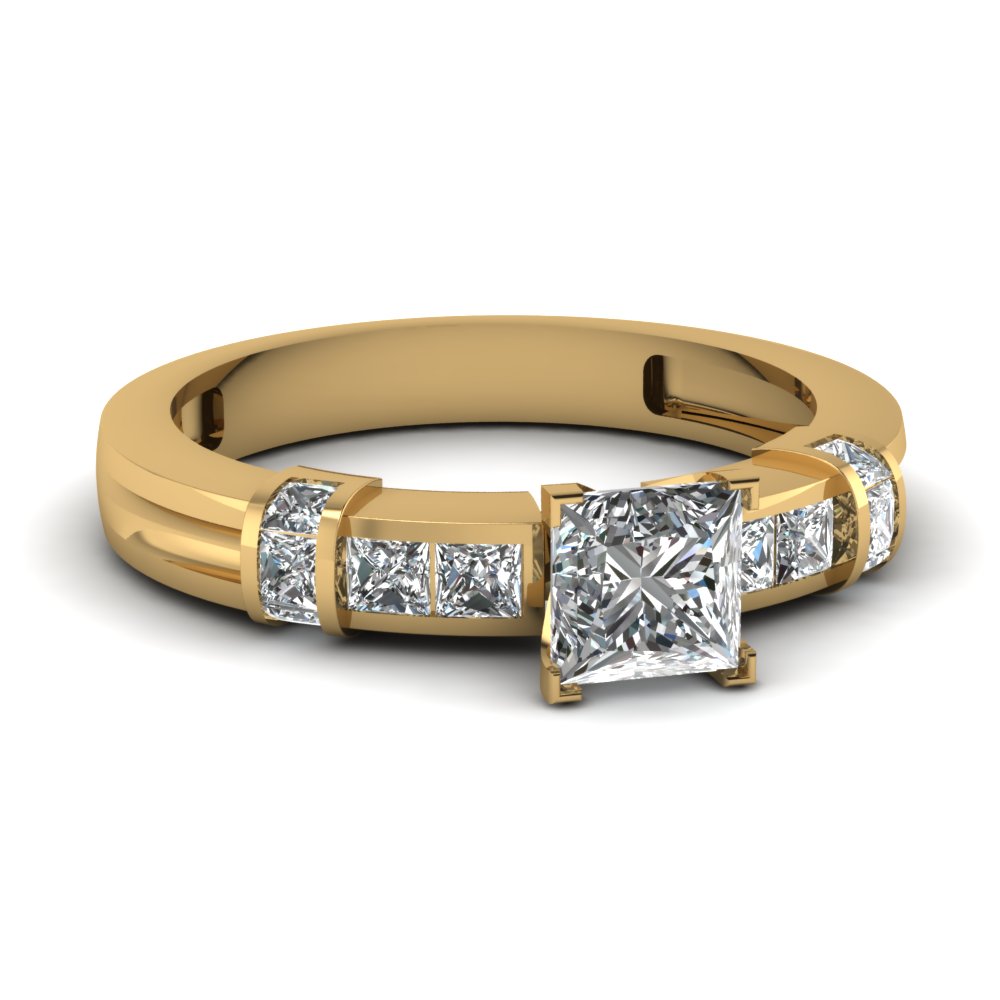 Princess Cut Diamond Bridal Set 10K Yellow Gold Engagement Wedding Ring 0.47 Ct. 