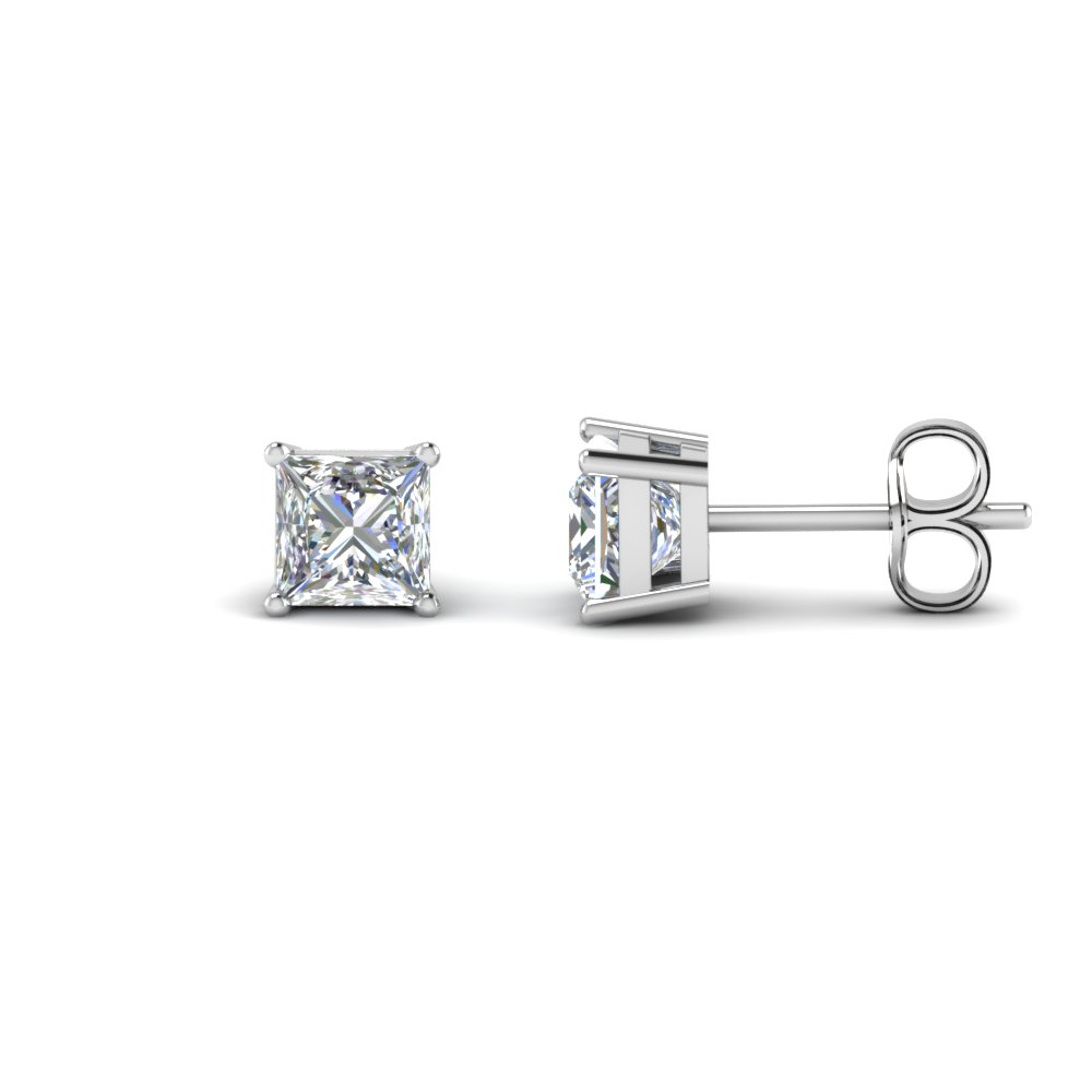 Princess Cut Diamond Stud Earring 2 Carat In 14k White Gold Princess Cut Diamond Stud Earring 2 Carat In Fdear4t Nl Wg
