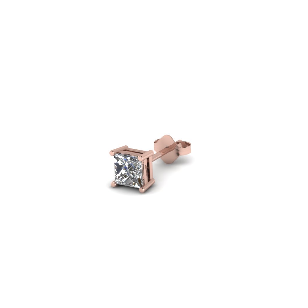 princess cut diamond stud mens earrings in 14K rose gold FDMS4PR20CT NL RG