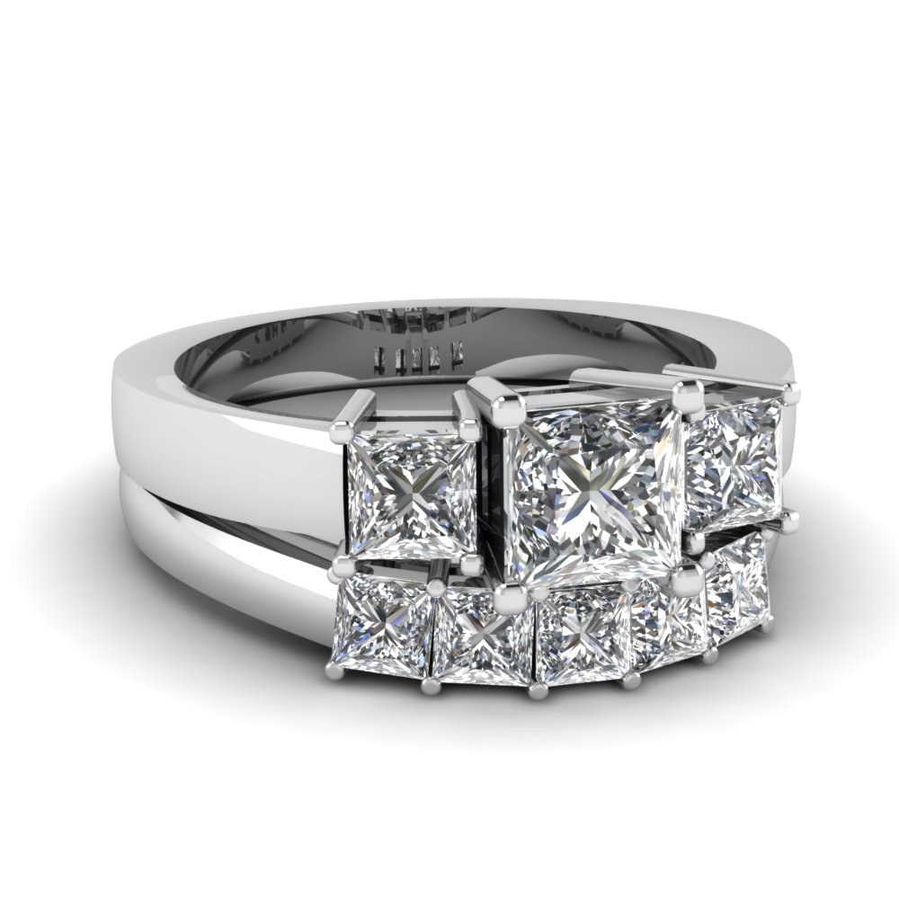 Ternion Wedding Set In 18k White Gold Fdens1000pr Nl Wg Ternion Wedding Set In 18k White Gold Fdens1000pr Nl Wg