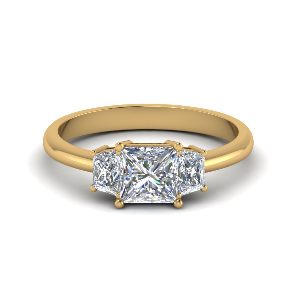 trapezoid princess cut diamond engagement ring in FDENR7981PRR NL YG
