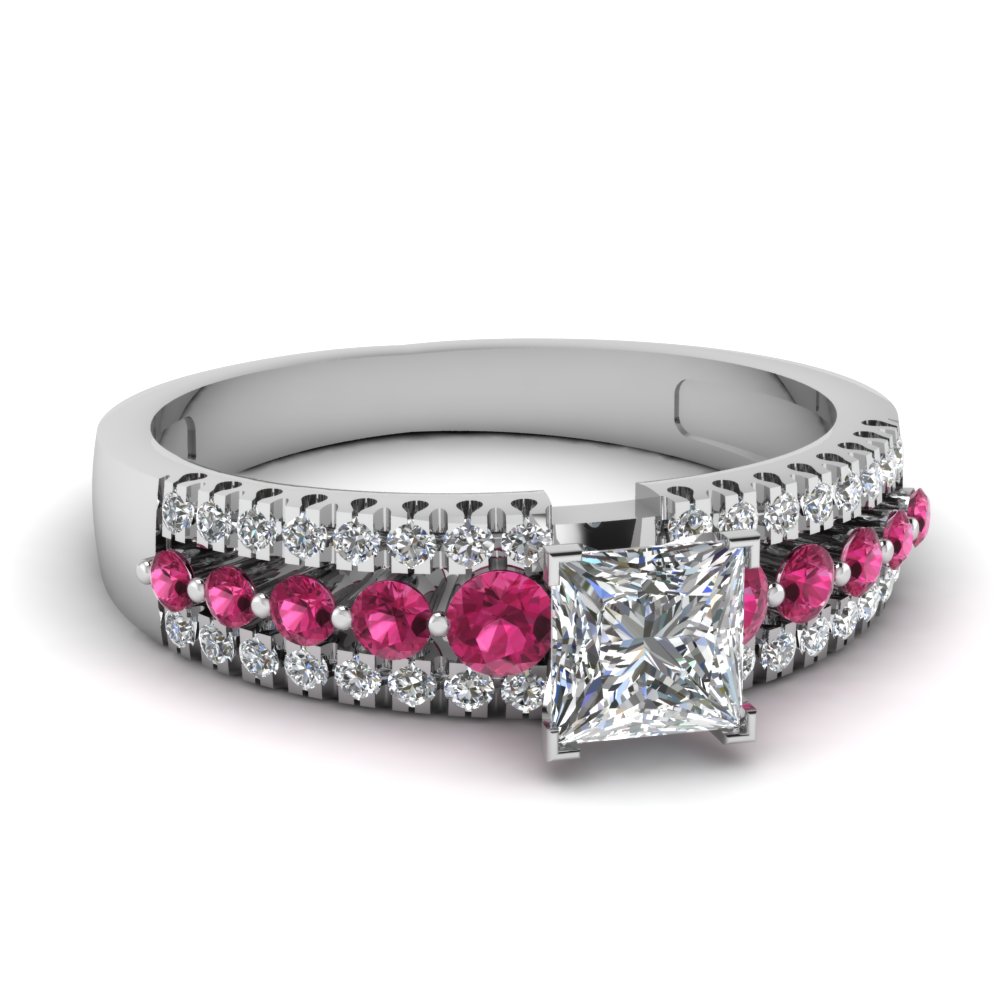 Princess Cut Pink Sapphire Engagement Rings