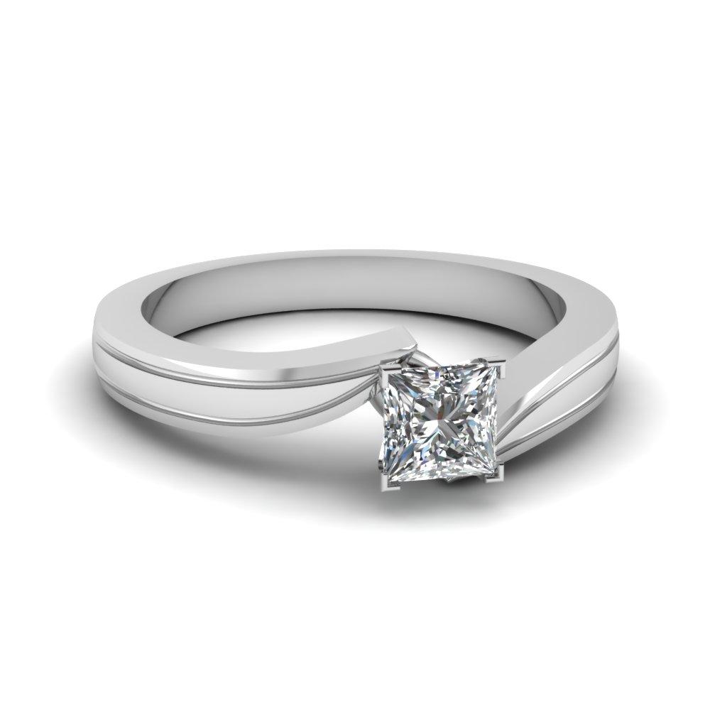 18K White Gold Princess Cut Diamond Rings