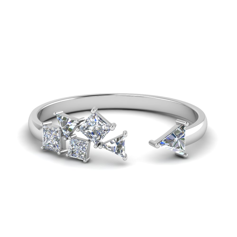 Princess Cut With Trillion Open Ring