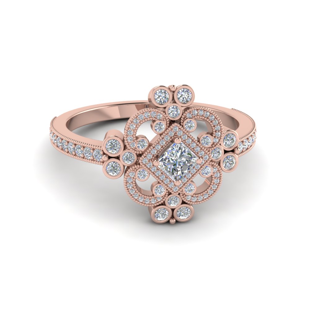 Romantic Vintage Rose  Gold  Engagement  Rings  At Affordable 